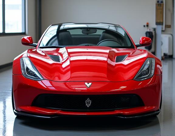 The same car, sparkling clean after an Aurora Suds detail, showing off a deep shine